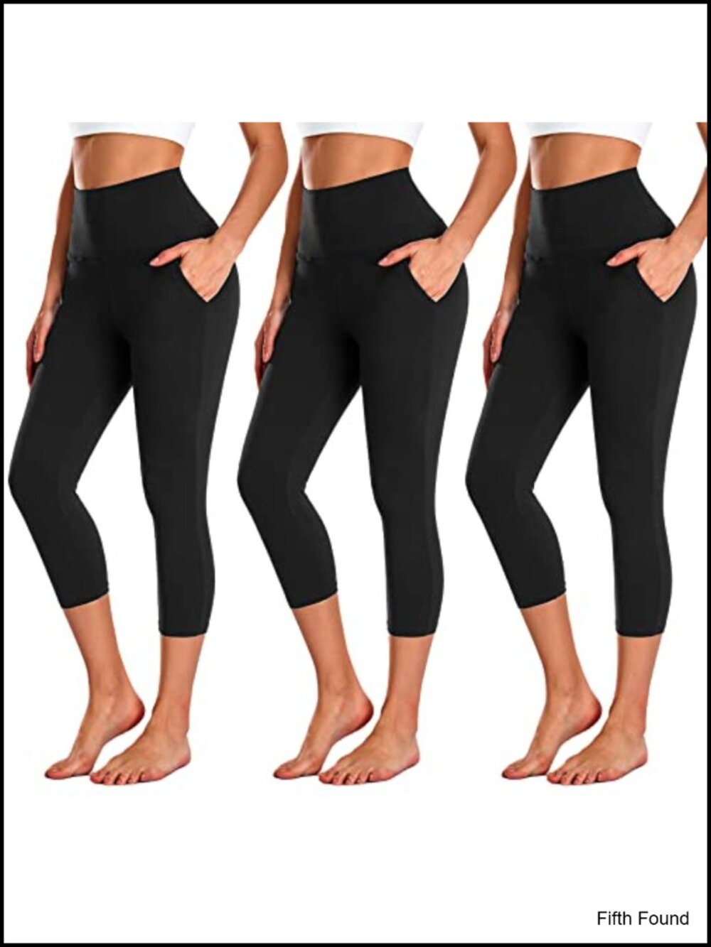 Women's Capri Leggings 3 Pack High Waisted Tummy Control Pockets Yoga Pants